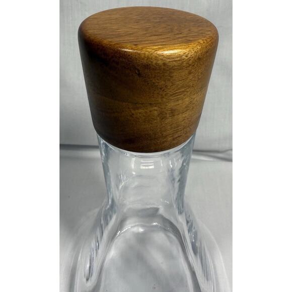 Nambe Curved Glass Decanter with Wood Stopper 10” NWOB - Picture 10 of 15